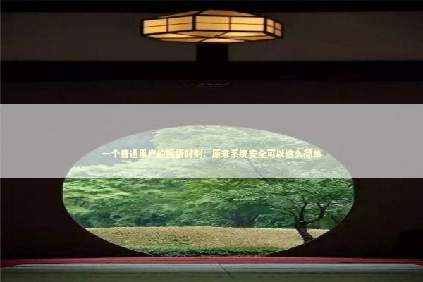 一个普通用户的顿悟时刻：原来系统安全可以这么简单